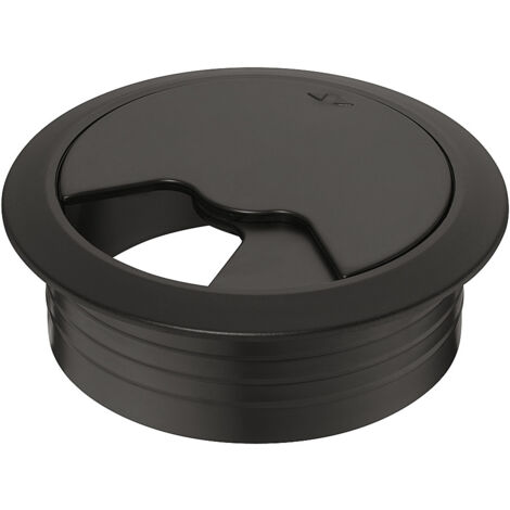 Passe-câble de bureau Notre Selection 60 mm Noir, couvercle rotatif amorti (2 pcs)
