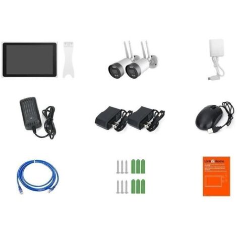 Kit de vidéosurveillance 2 caméras Wi-Fi 3MP – Détection intelligente 20m – Vision nocturne IR – Écran LCD 10.1 – Transmission jusqu'à 200m – Link2Home