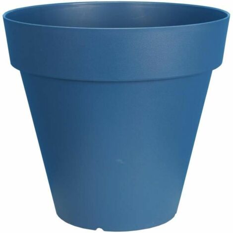 Jardinière ronde 60 cm – Plastique bleu traité anti-UV – Capacité 83 litres – Non percée pour intérieur et extérieur – Riviera (1/2)