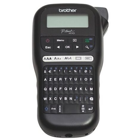 Étiqueteuse portable P-Touch H110 – Impression 1-2 lignes – Compatible rubans 3,5/6/9/12mm – Clavier AZERTY – Cutter manuel – Brother