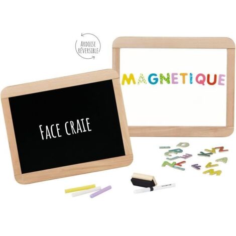 Ardoise scolaire en bois - JEUJURA - Magnétique double face : craie et feutre effaçable (1/4)