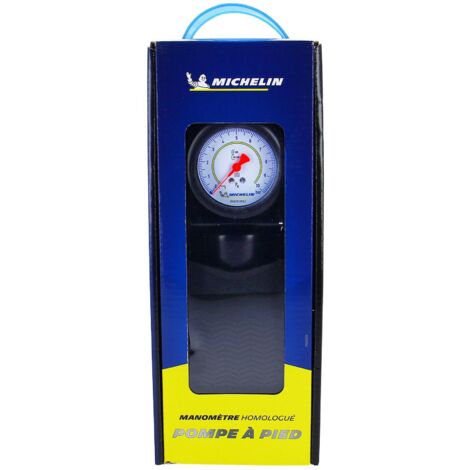 Michelin – Pompe à pied Simple BLACK – Manomètre homologué – Gonflage jusqu'à 7 bars – Corps métallique robuste – Système de verrouillage rapide (1/2)