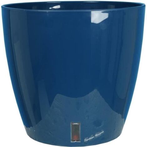 Riss – Pot de fleurs rond 46 cm – Hauteur 45 cm – Capacité 49 litres – Plastique polypropylène – Couleur bleu – Résistant aux chocs et UV (1/2)