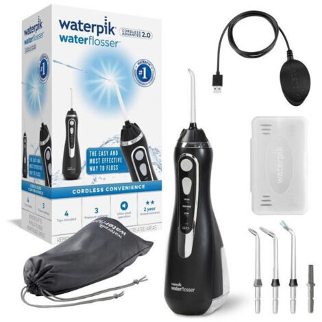 Jet Dentaire - WATERPIK - WP-582 Advanced - Sans Fil - Rechargeable - 3 Niveaux de pression - 4 Embouts