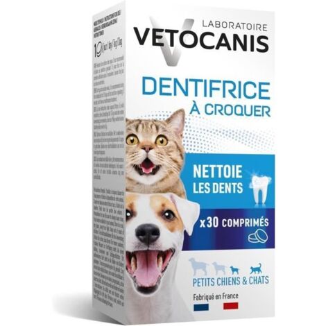 Dentifrice croquer - VETOCANIS - x30 Comprimés pour Chat et Petit Chien (1/5)