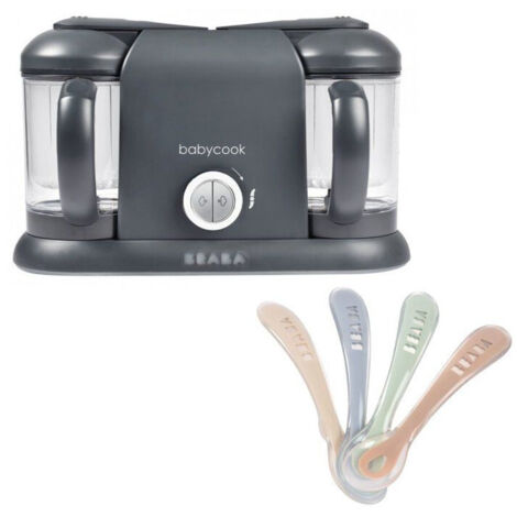Robot cuiseur bébé BEABA Babycook Duo gris foncé 6-en-1 2 bols XL
