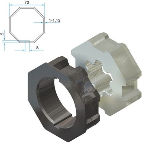 Adaptateur moteur CHERUBINI 45 mm pour tube octogonal 70