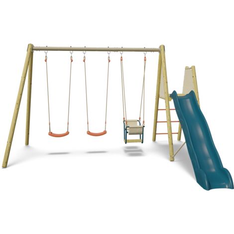 Balançoire avec toboggan et nacelle - Techwood Harmonie AMILY - Aléo by Trigano (1/5)