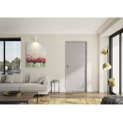 Optimum – Bloc porte ajustable chêne gris clair 204 x 83 cm – Système de vissage invisible – Joint d'isolation phonique – Serrure silencieuse (1/3)