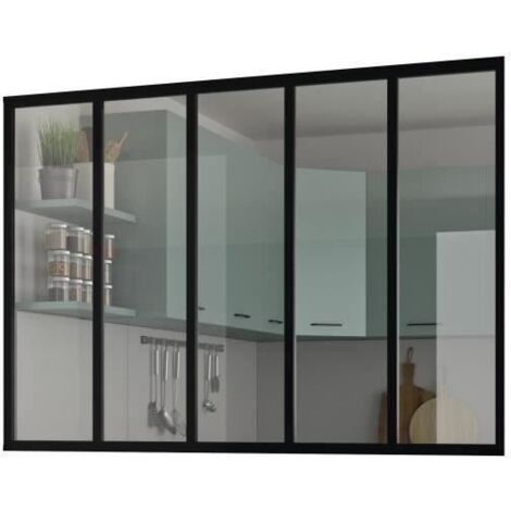 Kit verriere fixe - OPTIMUM - Aluminium - 5 carreaux - H117 X L168,5 cm - Noir