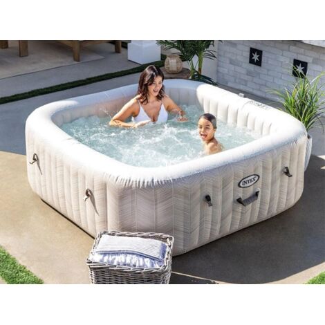 Intex – Spa gonflable 6 places carré – 1098L – Diffuseurs à bulles 170 – Système de stérilisation au sel – Application Wifi