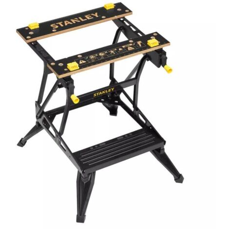 Stanley – Établi modulable pliable pour bois dur – Plan de travail en bambou – Capacité 250 kg – Hauteur réglable 59,5-77,5 cm – STST834001 (1/7)