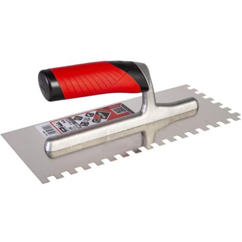 Rubi – Peigne INOX à manche ouvert 28 cm – Acier inoxydable haute résistance – Denture 8 x 8 mm pour application précise des mortiers - RUBI 8 X