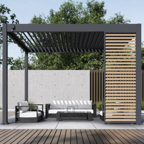 Ombrea – Panneau brise-vue horizontal 1M – Aluminium résistant aux intempéries – Lames fixes non orientables – Pour pergolas bioclimatiques