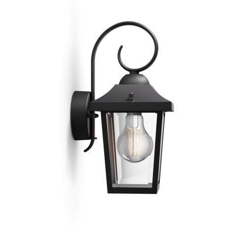 Philips – Applique murale extérieure 8718696156797 – Aluminium noir – IP44 – Douille E27 – 60W – Dimensions 17,5x29x13cm – Éclairage design vintage - W544263