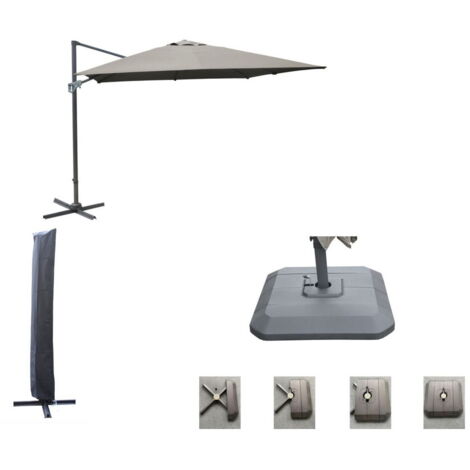 PROLOISIRS Set d'ombrage complet (1 parasol déporté NH 3x3 + 1 housse + 1 lestage) - taupe (1/2)