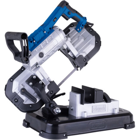 Scheppach Scie à ruban à métaux MBS1200 – 1200 W – Coupe 127 x 127 mm – Vitesse variable 0,7-2,4 m/s – Légère, maniable et extractible pour une utilisation électroportative – LED et seconde lame