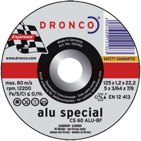 Disque à tronçonner CS 60 pour aluminium et métaux non-ferreux 125x1,2mm - DRONCO - 1121150100 (1/2)