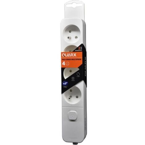 Multiprise - QUARX - 4 prises - Avec interrupteur, câble de 1,5 m (1/2)