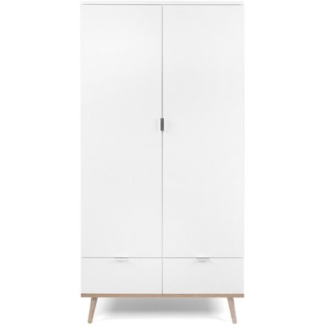 CALICOSY - Armoire 2 Portes 2 Tiroirs avec Penderie H180 cm - COPENHAGUE (1/5)
