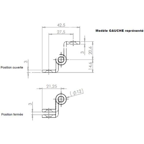 Paumelle rustique numéro 2 finition noire bout rond 110x60x70mm gauche -BROS - 2-3-A-RG1160-5 (1/2)