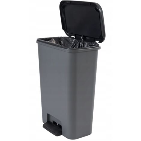 Keter – Poubelle à pédale 50L – Conteneur à déchets gris – Matériaux durables – Design élégant avec pieds antidérapants (1/6)