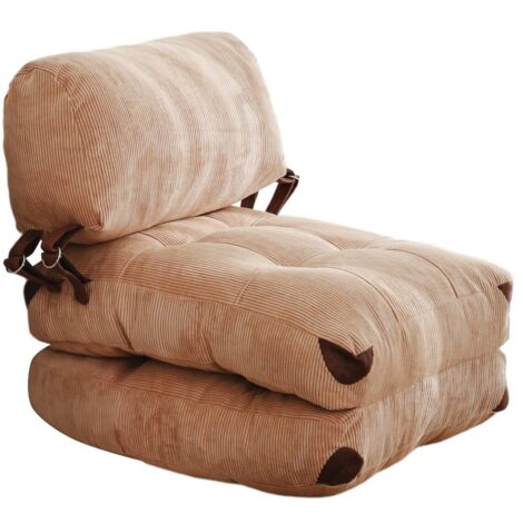Cotecosy – Chauffeuse convertible 1 place en velours camel – Dimensions L60 x P80 x H70 cm – Surface de couchage L60 x P160 cm – Design compact - fauteuil-Camel-1 (1/5)