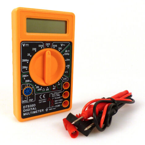 Multimetre digital Precision Steel orange 500 V avec test continuite buzzer et ecran retroeclaire vert (1/2)