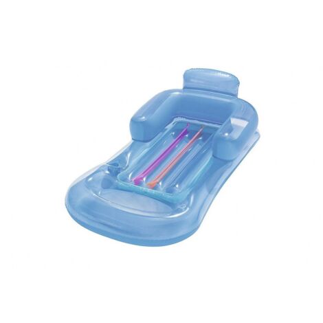 Chaise longue gonflable multicolore 157 x 89 cm – Vinyle résistant – Accoudoirs et porte-gobelet – Confort optimal pour piscine et plage