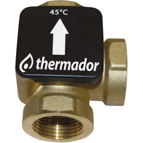Thermador – Vanne chauffage central T2661 – 1'F filetage laiton – Température d'ouverture 45°C – Compatible chaudières à bois