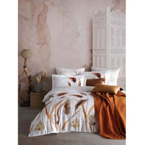 Parure de lit - 1 housse de couette 220 x 240 cm + 2 taies d'oreiller 60 x 60 cm - Satiné 100% coton - Blanc