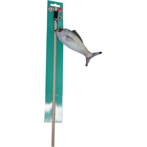 Jouet chat - AIME - Canne a peche poisson - Stick bois, poisson 15cm (1/4)