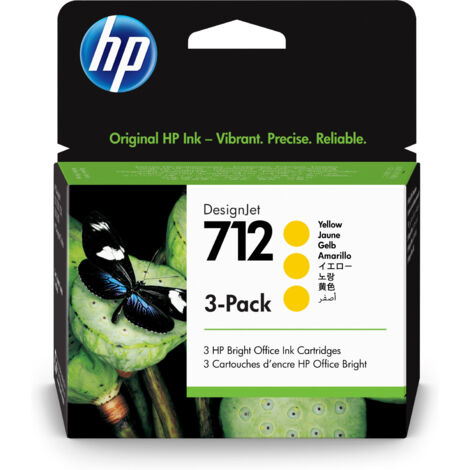 HP 712 3-pack 29-ml Yellow DesignJet Ink Cartridge cartouche d'encre 3 pièce(s) Original Rendement standard (1/5)