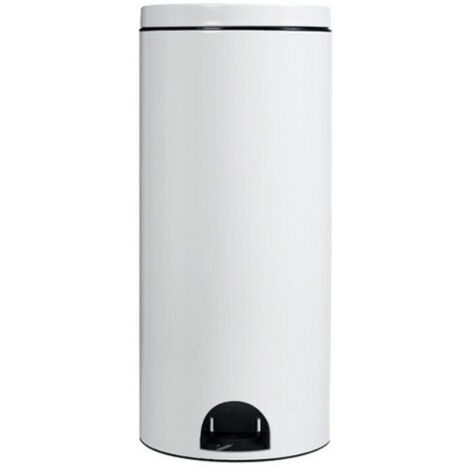 Rossignol – Poubelle à pédale 30 L blanche – Acier poudré anti-UV – Seau intérieur amovible – Design ergonomique avec pédale antidérapante (1/5)