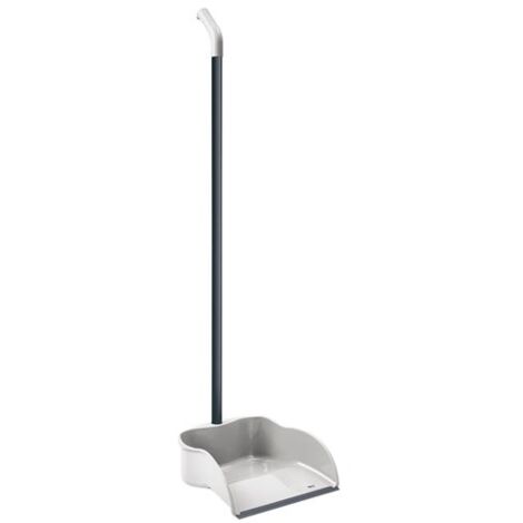 Pelle à poussière long manche verticale – Système anti-chute – Languette en caoutchouc pour ramassage efficace – Couleur gris clair – Mery