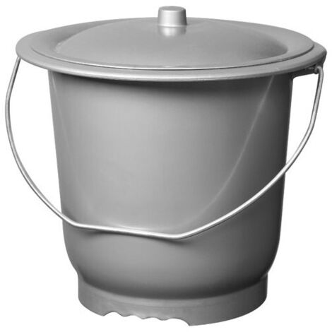 Seau hygiénique 10L en polyéthylène – Anse métal galvanisé – Couvercle aluminium anti-odeurs – Diamètre 31 cm – Poids 0,78 kg – Aluminium Et Plastique