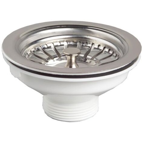 Wirquin – Bonde d'évier inox 90mm – Panier amovible – Système manuel – Compatible éviers inox, grès et synthèse – Prévention des odeurs (1/3)