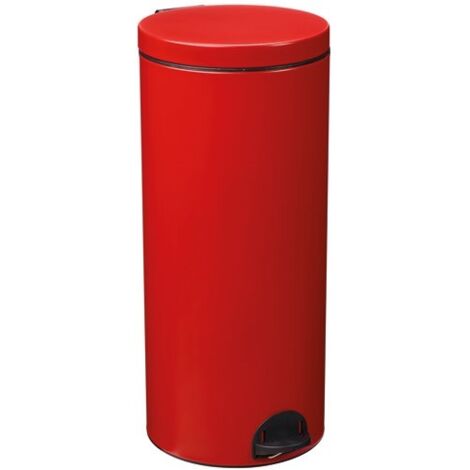 Rossignol – Poubelle à pédale 30L rouge mat lisse – Acier poudré anti-UV – Poignée ergonomique – Socle anti-basculement – 66 cm de hauteur (1/4)