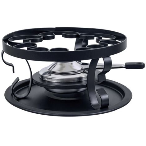 Réchaud à fondue noir luxe 21 cm – Brûleur inox avec embout isolant – Pour 6 personnes – 1234242