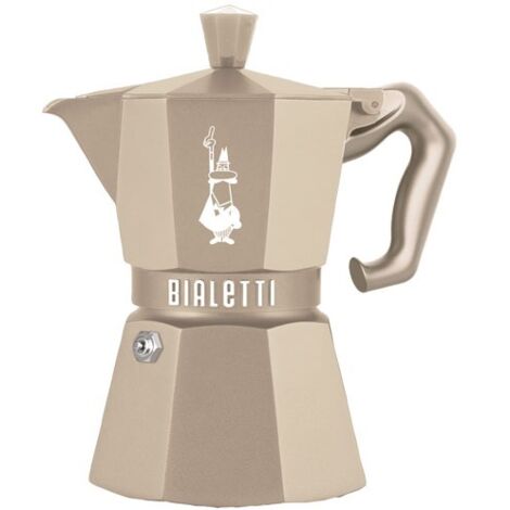 Cafetière italienne Bialetti Moka Exclusive 0009077 3 tasses Sable du Désert octogonale compatible induction