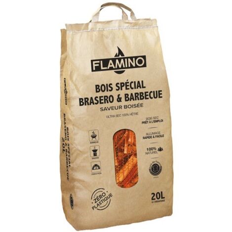 Flamino – Bois hêtre spécial brasero 20 L – Allumage rapide et facile – Pour barbecue – 100 % sec et prêt à l'emploi