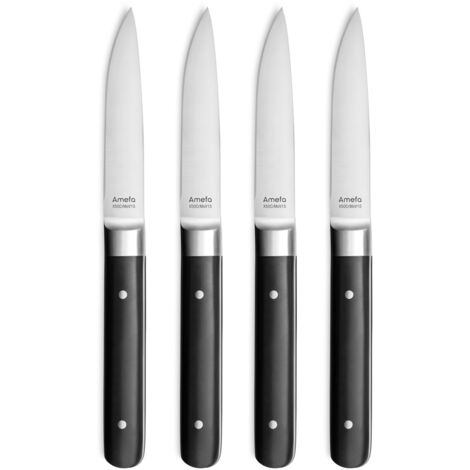 Couteau à steak Amefa Fusion lot de 4 22 cm lame 10 cm acier inox satin noir 4918AAMB02BR4 (1/5)