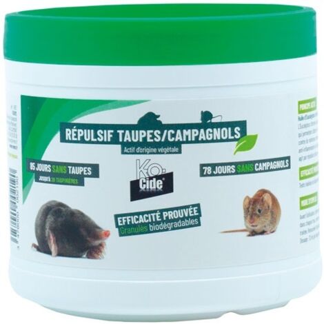 Répulsif taupe et campagnol 200g – Granulés bio dégradables – Efficacité prouvée 85 jours – Sans danger pour l'environnement – Kocide