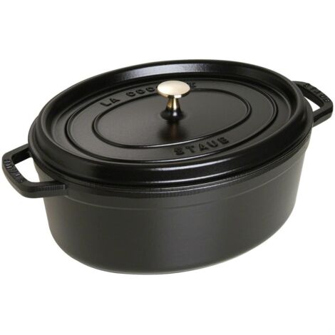 Cocotte rôtissoire ovale Staub en fonte émaillée 33 cm 6,7 L noir (1/3)