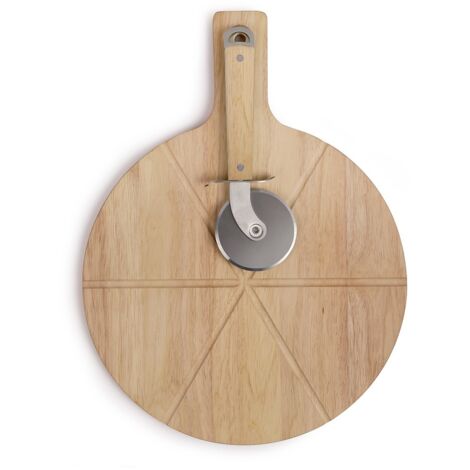 Set a pizza - LIVOO - MES138 - 40 x 30 x 1,5 cm - 1 roulette a pizza - En bois d'hévéa (1/5)