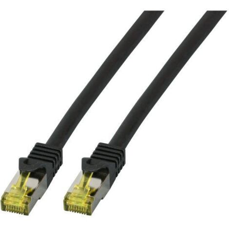 EFB Elektronik MK7001.1,5B RJ45 Câble réseau, câble patch CAT 6a (câble brut CAT 7) S/FTP 1.50 m noir ignifuge, sans halogène, avec cliquet d'enc D696971 (1/5)