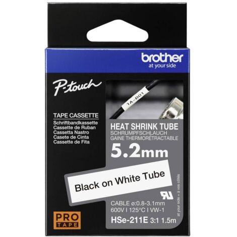 Brother HSe HSE211E Couleur de ruban: blanc Couleur de police:noir 5.2 mm 1.5 m (1/4)