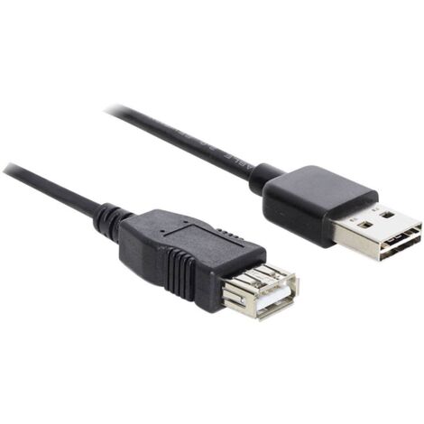 Delock Câble USB USB 2.0 USB-A mâle, USB-A femelle 1.00 m noir connecteur utilisable des deux cotés, contacts dorés, certifié UL 83370 V746361 (1/4)