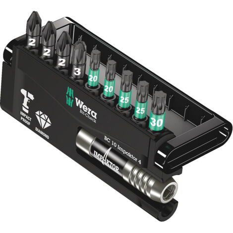Kit embouts WERA Bit-Check Impaktor 4 10 pieces avec support Impaktor (1/5)