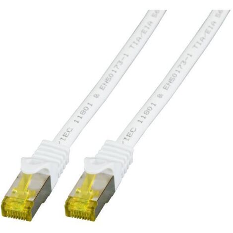 EFB Elektronik MK7001.1,5W RJ45 Câble réseau, câble patch CAT 6a (câble brut CAT 7) S/FTP 1.50 m blanc ignifuge, sans halogène, avec cliquet d'en D696911 (1/5)